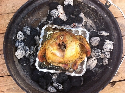 Overhead View of a Beer Can Chicken