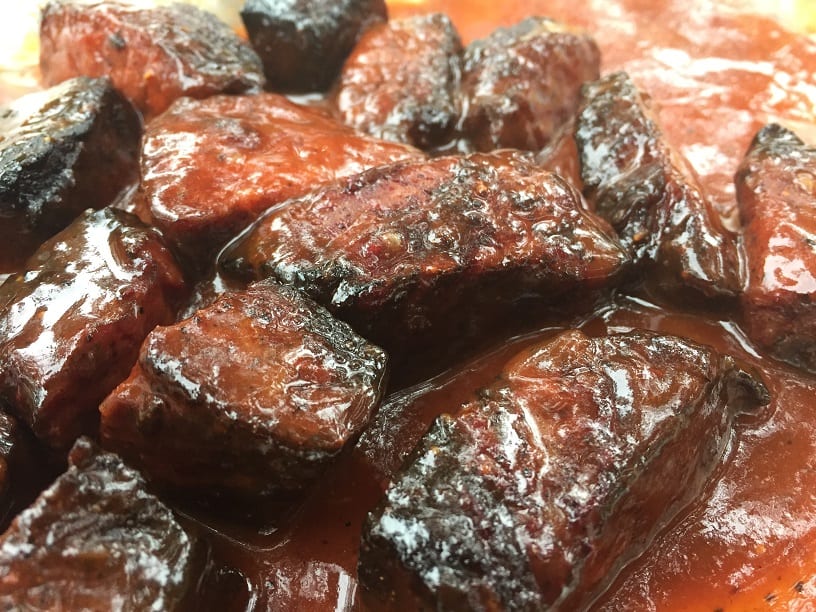 Burnt ends in sauce