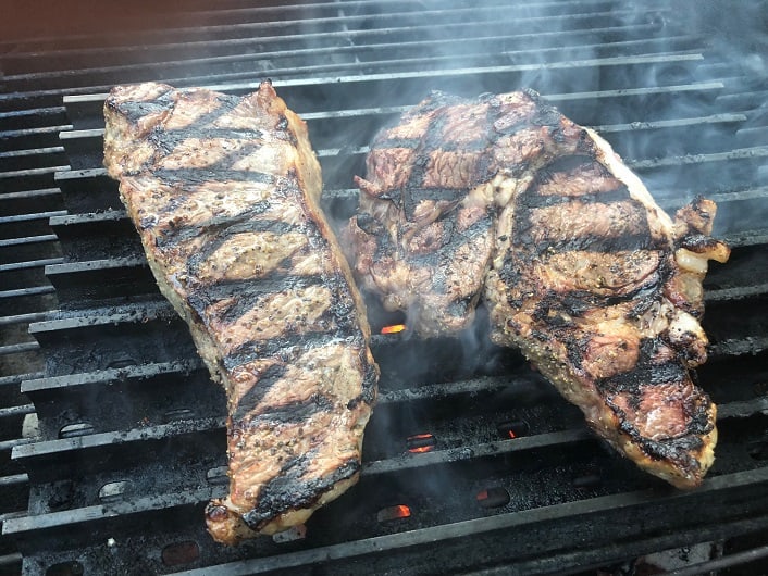 Ribeye and Strip On the Grill