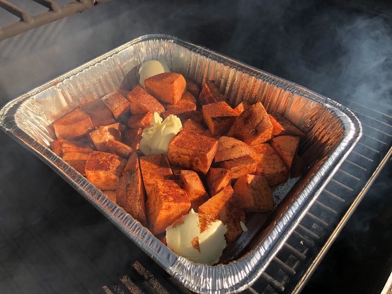 Seasoned Sweet Potatoes on a Pellet Grill