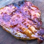 Smoked pork chop with a sweet chili glaze
