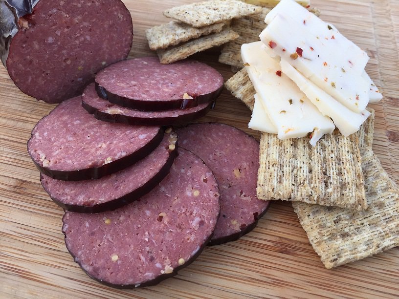 Summer Sausage with Crackers and Cheese