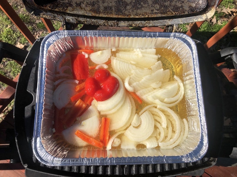Beer Bath Onions and Peppers